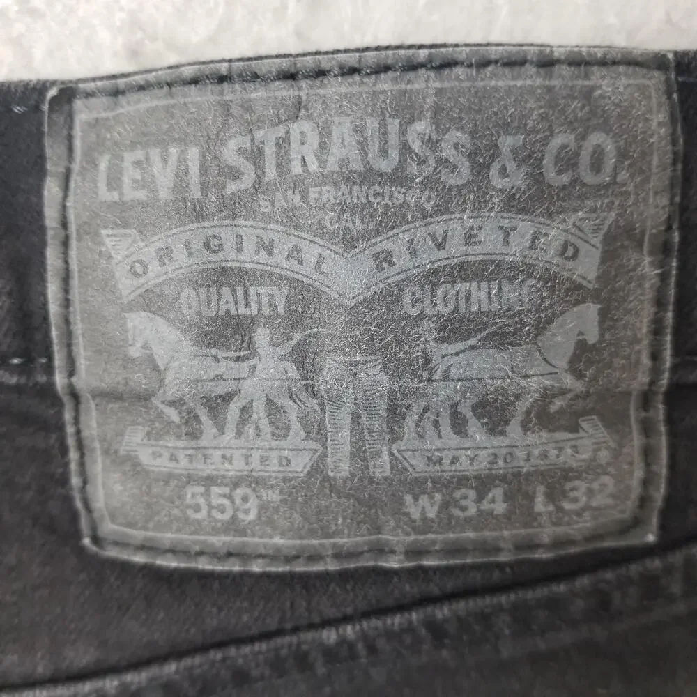 Levis 559 Jeans Mens‎ 34x30 Black Straight Leg Denim Mid Rise Casual Pants